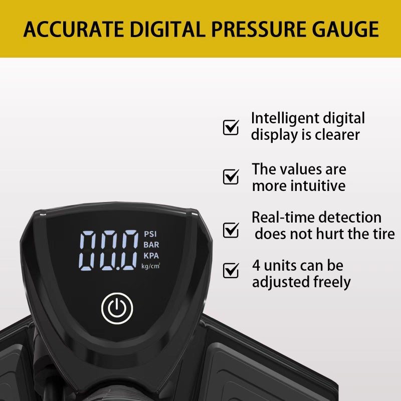TOOLITIN Pro Bike Pump, Ergonomic Bicycle Pump with Integrated Handle Mounted Pressure Gauge, 180 Psi, Fits Presta and Schrader Valve - Image 3